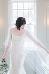 Illusion Neckline A-Line Wedding Dress with pockets
