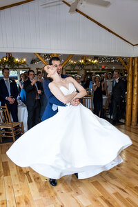 Dancing bridal couple at reception