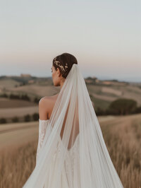 Bride posing at romantic wedding venue