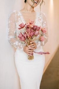 pink and white centerpiece