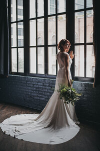 Crepe Mermaid Wedding Dress with illusion Neckline