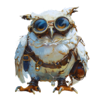 Steampunk Star Branded Owl with Goggles Symbolizing Wisdom and Insight
