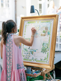 Living wedding painter at Charleston wedding reception