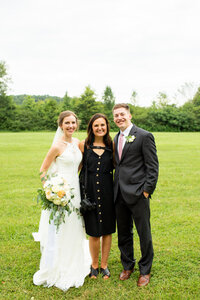 Eleanor Stenner with bride and groom at Birmingham wedding 