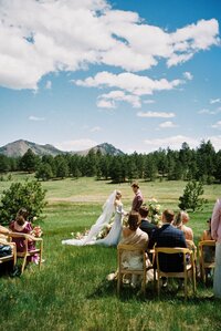 Spring greystone castle wedding in colorado mountain wedding ceremony