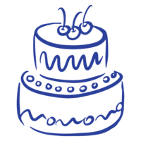We Do Events brand element blue wedding cake