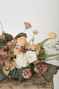 Floral centerpiece designed for a wedding at Ventana Big Sur by Carmel Gardens florist