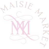 Script interlocking light pink MM  with "Maisie Market"  arched above