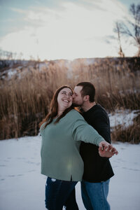 Engagement photography in Washburn, ND, featuring a couple’s heartfelt moments in a scenic, rural setting, ideal for couples who love North Dakota’s authentic charm.