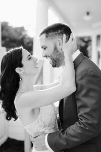 Bride and groom black and white portrait at the grand lady Austin