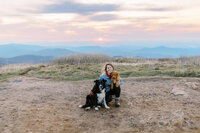 Elopement photographer hikes black balsam knob with her dogs
