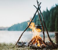 Cozy bon fire with a stunning mountain view in Southern Alberta