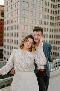Formal Couple Portraits in front of city building | The Axmanns