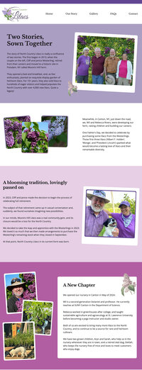 ipad mockup of North Country Lilacs about page