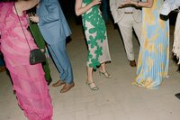 Jimmy Choo python heels kicked off at the dance floor