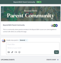 A screenshot of the parent community within the Beyond Birth postpartum prep program.