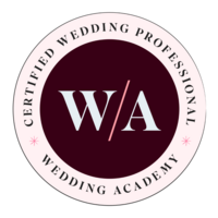 "Wedding Academy Certified Wedding Professional" badge
