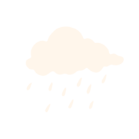 A cartoon raincloud logo in a sandstone color