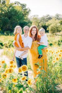 Best Boston family photographer on a sunny sunflower photo session