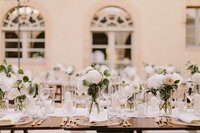 White Wedding Florals at outdoor wedding