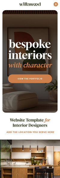 mobile mockup of interior designer website template