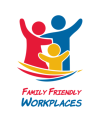 Logo with the words "Family Friendly Workplace"