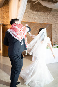 Bride and groom dancing 