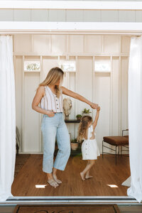 mom dancing with daughter