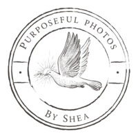 Purposeful Photos Stamp Logo With Dove and Olive Branch