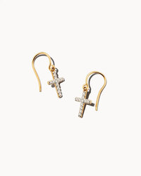 Cross Drop Earrings in 14k Yellow Gold