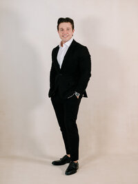Bride and groom walk up memorial steps at their DC wedding