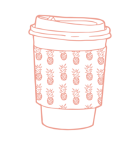 pineapple doors coffee cup pink illustration