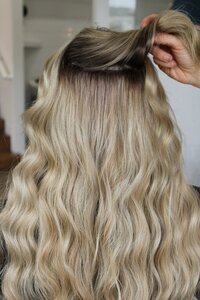 Invisible Hair Extension Method Close Up on Blonde