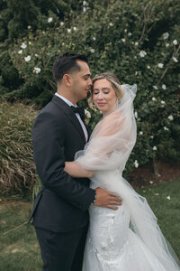 Professional photograph of bride and groom on their wedding day