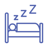 purple icon on person in bed with 3 "z's" above their head