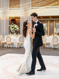 Indiana bride and groom dancing at their wedding reception