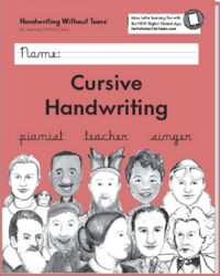 book cover with red background and the title 'cursive handwriting'