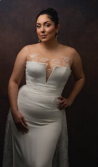 Illusion neckline wedding dress with sparkly lace