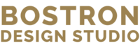 Primary logo for Bostron Design Studio in a gold color. Bostron Design Studio is a website and branding design studio for photographers.