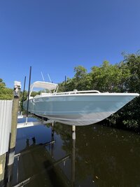 Marine dock and boat in Florida Canal