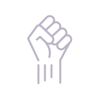 This icon shows an outline of the resistance fist held up in the air, fingers clenched around each other in protest and strength.