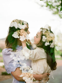 double exposure on film of mother and daughter by huntsville family photographer fauna & film