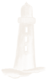 White charcoal-like illustration of a lighthouse