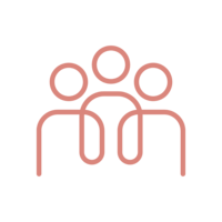 Pink illustration of people icon