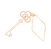 Orange Handdrawn Icon of a Hotel Key
