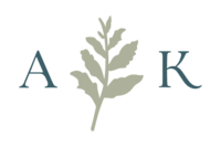 Icon with initials AK and a simple illustrated fern