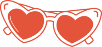 Custom illustration of heart shape sunglasses icon for Sassy Diva Designs in full color