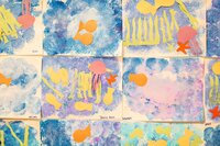 A closeup of sea life toddler artwork at the Nest, a natural learning center in Surf City, NC