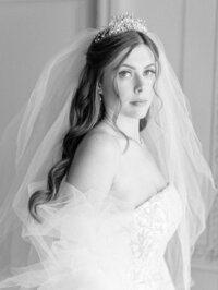 Fine art bridal portrait in soft window light at The Jefferson Hotel, captured by a Washington DC fine art wedding photographer