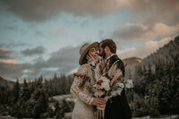 bride and groom kissing